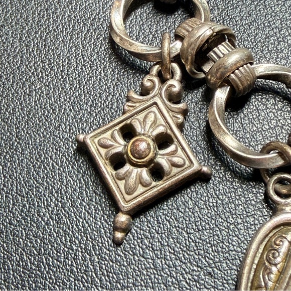 Vintage BRIGHTON Cherish Two-Tone Charm Bracelet Reversible Silver Plate Size 7" - Picture 4 of 11